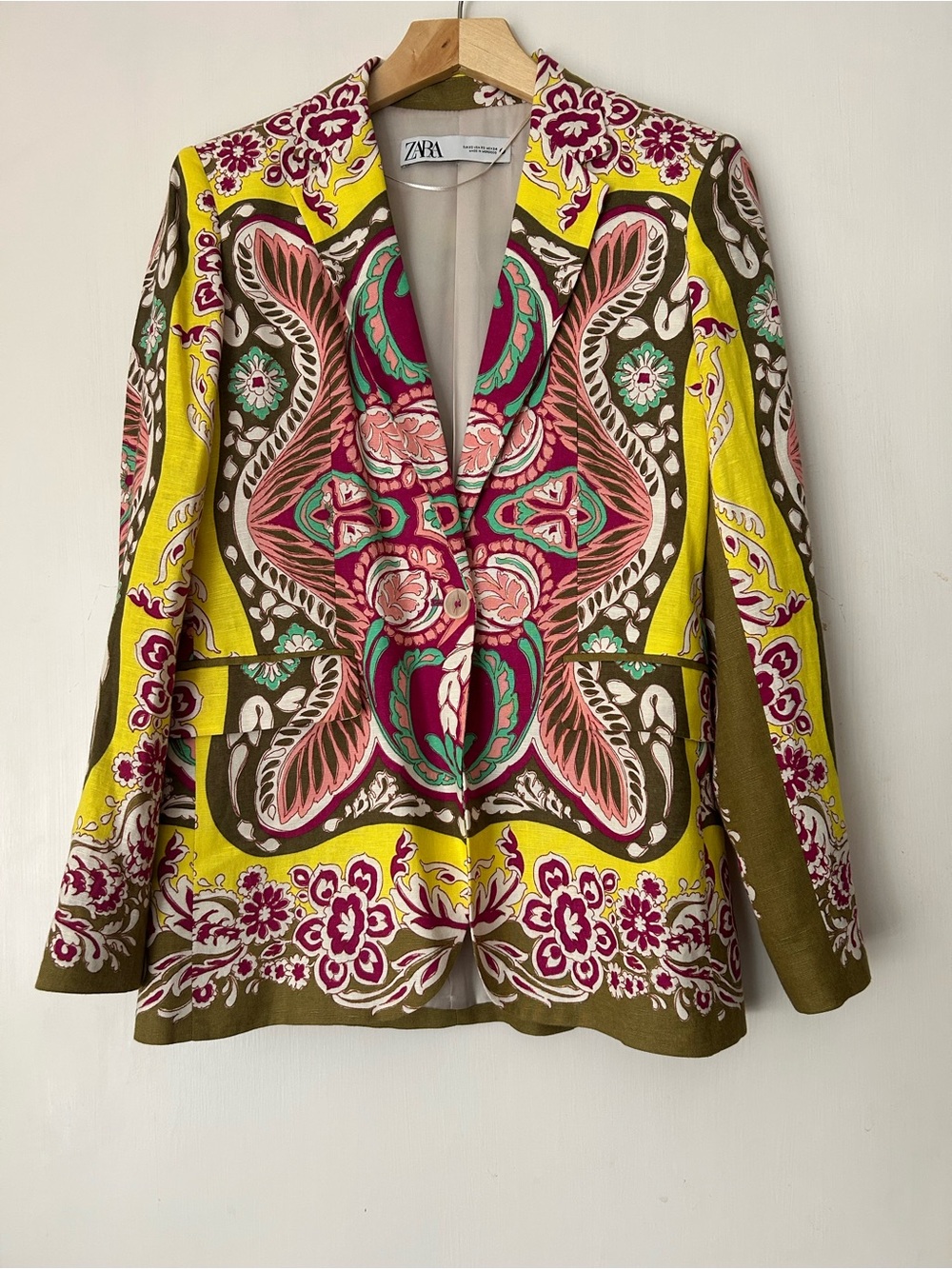 Zara Linen Blend Printed Blazer